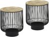 Couchttisch 2 teilig Korbtisch Metall Schwarz mit Tischplatte Gold, Höhe 46cm Bild 2