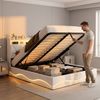 Simurq Polsterbett Doppelbett LED Stauraumbett 160x200 cm (Inkl. LED-Beleuchtung, Ladefunktion, Bettkasten), Versteckter Stauraum im Kopfteil Mit Komforthöhe Lattenrost Bild 3