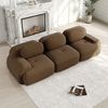 Flieks Modulares Cord Sofa 3-Sitzer, Cloud Sofa rahmenlos, bodennah mit tiefer Sitzfläche, weich & bequem, rutschfest, Braun Bild 3