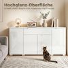 HOMCOM Sideboard mit 4 Türen und Verstellbarem Einlegeboden (Kommode, 1 St, TV-Ständer), für Wohnzimmer, Schlafzimmer, 180x40x80 cm, Weiß Bild 4