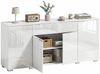 HOMCOM Sideboard mit 4 Türen und Verstellbarem Einlegeboden (Kommode, 1 St, TV-Ständer), für Wohnzimmer, Schlafzimmer, 180x40x80 cm, Weiß Bild 2