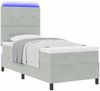 vidaXL LED Boxspringbett mit Kopfteil Hellgrau 90 x 200 cm Samt 3343286 Bild 3