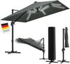 STEELSØN 'Elaris' Premium Sonnenschirm 300x300 cm quadratisch mit LED, neigbar und 360-Grad drehbar, anthrazit, Ampelschirm inkl. Hülle, extrem robuste Metall-Stange, 220 g/m² Polyester, UV50+ Bild 1