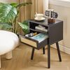 IBUYKE Rattan Nachttisch Boho Beistelltisch Holz Akzent Schlafzimmer Wohnzimmer Bild 2