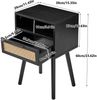 IBUYKE Rattan Nachttisch Boho Beistelltisch Holz Akzent Schlafzimmer Wohnzimmer Bild 3
