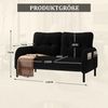 BlingBin Sofa 2-Sitzer Sofa Polstersofa Loungesofa, mit Armlehnen,Hohe Rückenlehne, Seitentaschen und Metallfüße 1 Teile, Cordstoff, für Homeoffice-Lounges, 120 x 75 x 79 cm Bild 2