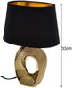 LED Tischleuchte Keramik Gold - Stoffschirm Schwarz, Höhe 33cm Bild 3