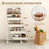 HOMCOM Küchenwagen 5-stöckiger Aufbewahrungswagen auf Rädern, (Rollwagen mit 4 ausziehbaren Schubladen, 1 St, mobiles Küchenregal für Wohnzimmer, Küche), 39,5 x 24 x 82 cm, Weiß Bild 4