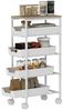 HOMCOM Küchenwagen 5-stöckiger Aufbewahrungswagen auf Rädern, (Rollwagen mit 4 ausziehbaren Schubladen, 1 St, mobiles Küchenregal für Wohnzimmer, Küche), 39,5 x 24 x 82 cm, Weiß Bild 2