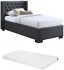 Vente-unique - MASSIMO Bett Stoff Grau - B 114 cm x H 111,5 cm x L 216 cm Bild 5