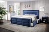 Aspen Boxspringbett mit Schubladen, LED-Beleuchtung, Samt, 180 x 200 cm, Matratze H3/H4, Dunkelblau Bild 4