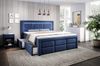 Aspen Boxspringbett mit Schubladen, LED-Beleuchtung, Samt, 180 x 200 cm, Matratze H3/H4, Dunkelblau Bild 3