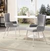 Samt-Esszimmerstuhl 2er-Set 85cm×47cm×49cm in Grau/Silber – modern, bequem und mit Metallbeinen Bild 2
