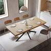 OKWISH Esstisch Esszimmertisch (rechteckig mit verstecktem Stauraum, naturfarbene Tischplatte mit geprägter Mittelfläche, Ausziehbarer Küchentisch 140–180 cm im Retro-Design) Bild 2