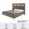 Merax Polsterbett 180 x 200 cm, Gepolstertes Stauraumbett mit USB-Ladeanschluss und hydraulischem Stauraum, hautfreundlicher Leinenstoff, Grau Bild 4