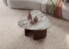 Couchtisch Akazie 65x65x41 braun lackiert / Marmor beige ORGANIC COLLECTION #36 Bild 2