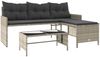 vidaXL Gartensofa in L-Form mit Tisch und Kissen Hellgrau Poly Rattan 365577 Bild 2