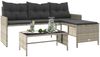 vidaXL Gartensofa in L-Form mit Tisch und Kissen Hellgrau Poly Rattan 365577 Bild 4
