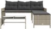 vidaXL Gartensofa in L-Form mit Tisch und Kissen Hellgrau Poly Rattan 365577 Bild 5