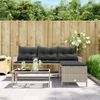 vidaXL Gartensofa in L-Form mit Tisch und Kissen Hellgrau Poly Rattan 365577 Bild 3