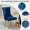 SeedWave Esszimmerstuhl 2er Set Küchenstuhl Samt Polsterstuhl mit Ziernieten, Metallbeinen, Knopf-Rückenlehne, Ringgriffe hinten, verstellbare Fußpads Bild 3
