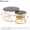 Couchtisch-Set 2-teilig, rund, B 70/45 x T 70/45 x H 47/40 cm, Hochglanz-Marmormuster, MDF & Metall Bild 5