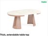 MEBLINI Esstisch Rund Ausziehbar aus Metall - 120-196x76 cm - CONEY - Chromix Weiß/Kupferfarbe - Loft - Esszimmertisch Modern - Küchentisch - Ausziehtisch - Round Dining Table Bild 2