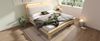 Bett Polsterbett 140x200 cm mit Cord-Kopfteil, LED-Nische und Stauraum, helles Eichen-Dekor,Beige und Eichefarben Bild 2