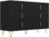 Sideboard aus Spanplatte mit 6 Schubladen, 120x40x77 cm, Schwarz/Gold Bild 5