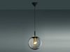 LED Pendelleuchte einflammig Rauchglas Schwarz mit Messing Kugel, Ø 25cm Bild 3