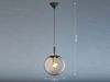 LED Pendelleuchte einflammig Rauchglas Schwarz mit Messing Kugel, Ø 25cm Bild 4