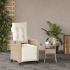 vidaXL Gartensessel mit Fußteil Verstellbar Beige Poly Rattan 365236 Bild 3