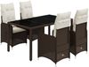 vidaXL 5-tlg. Garten-Bistro-Set mit Kissen Braun Poly Rattan 3277066 Bild 2