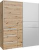 Forte WINN 2 Kleiderschrank 170, moderner Kleiderschrank mit 2 Schwebetüren, 3 Schubladen, Spiegel, Holzwerkstoff, Artisan Eiche Holzdekor, 170,3 cm breit x 200,5 cm hoch x 61,2 cm tief Bild 3