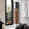 DanDiBo Kaminholzregal Innen Metall Schwarz Kaminholzständer 140 cm mit Rückwand an der Wand Hängend 96539 Holzkorb Kaminholzhalter Holzregal Bild 3