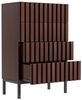 UEV Kommode schmal mit 4/5 Schublanden Sideboard Beistellschrank Buffet (Aufbewahrungskommode, Mehrzweckschrank aus Holz(Natur/Schwarz/Dunkelbraun), Schrank für Wohnzimmer,Schlafzimmer,Flur Bild 4