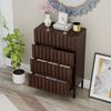 UEV Kommode schmal mit 4/5 Schublanden Sideboard Beistellschrank Buffet (Aufbewahrungskommode, Mehrzweckschrank aus Holz(Natur/Schwarz/Dunkelbraun), Schrank für Wohnzimmer,Schlafzimmer,Flur Bild 2