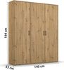 rauch Kleiderschrank; Drehtürenschrank VOYAGER, 3-türig, Eiche Artisan, 140x194x53xcm Bild 4