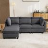 Sofa 3–4-Sitzer mit Chaiselongue, verstellbaren Lendenkissen & Fußstütze,Baumwoll-Leinen-Multifunktionssofa Wohnzimmer,Grau Bild 4