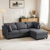 Sofa 3–4-Sitzer mit Chaiselongue, verstellbaren Lendenkissen & Fußstütze,Baumwoll-Leinen-Multifunktionssofa Wohnzimmer,Grau Bild 5