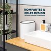 eluno ovaler Kosmetikeimer mit gummierter Softtouch-Oberfläche, Schwingdeckel & Schutzpads gegen Kratzer, Abfalleimer für Gäste-WC und Badezimmer aus Kunststoff, 6 Liter Fassungsvermögen, weiß Bild 2