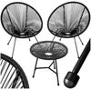 tectake® Set 2X Stuhl 1x Beistelltisch Acapulco, Gartenstuhl, Gartenstühle im Retro Design, Indoor und Outdoor Sessel für Garten, Wintergarten, als Terrassenstühle oder Balkon Sessel - schwarz Bild 4