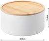 Yamazaki Aufbewahrungsbox "Rin" Aufbewahrungsdose mit Deckel aus Holz 22x11 cm, rund, Metallkorpus in weiß matt Bild 2