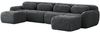 Sofa U‑förmig, Sitzfläche großzügig, Plüschstoff Grau, modulares Ecksofa, ohne Montage, schlaffreundlich,378*179*73 cm Bild 4