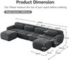 Sofa U‑förmig, Sitzfläche großzügig, Plüschstoff Grau, modulares Ecksofa, ohne Montage, schlaffreundlich,378*179*73 cm Bild 3