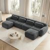 Sofa U‑förmig, Sitzfläche großzügig, Plüschstoff Grau, modulares Ecksofa, ohne Montage, schlaffreundlich,378*179*73 cm Bild 2