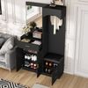 Kompaktgarderobe mit Schuhschrank, Schuhbank, Kosmetikspiegel, verstellbare Einlegeböden, MDF Schwarz, platzsparend Bild 5