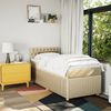 vidaXL Boxspringbett mit Matratze Creme 100x200 cm Stoff 3289679 Bild 4