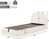 Merax Polsterbett, Einzelbett, Kinderbett 90 x 200cm, hydraulisches Funktionsbett, Bett mit Lattenrost, Kopfteil und großem Stauraum, gepolstertes Kopfteil, bouclé, beige Bild 4