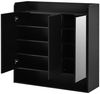 BlingBin Schuhschrank Schuhregal Schuhkipper Schuhkommode (für 16 bis 20 Paar Schuhe, 1-St, mit Spiegel, 3 Türen und Offener Stauraum) 110Lx35,5 Bx110H cm, Schwarz Bild 4